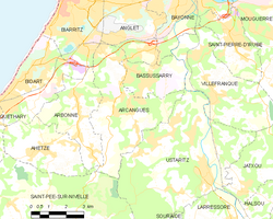 Map commune FR insee code 64038